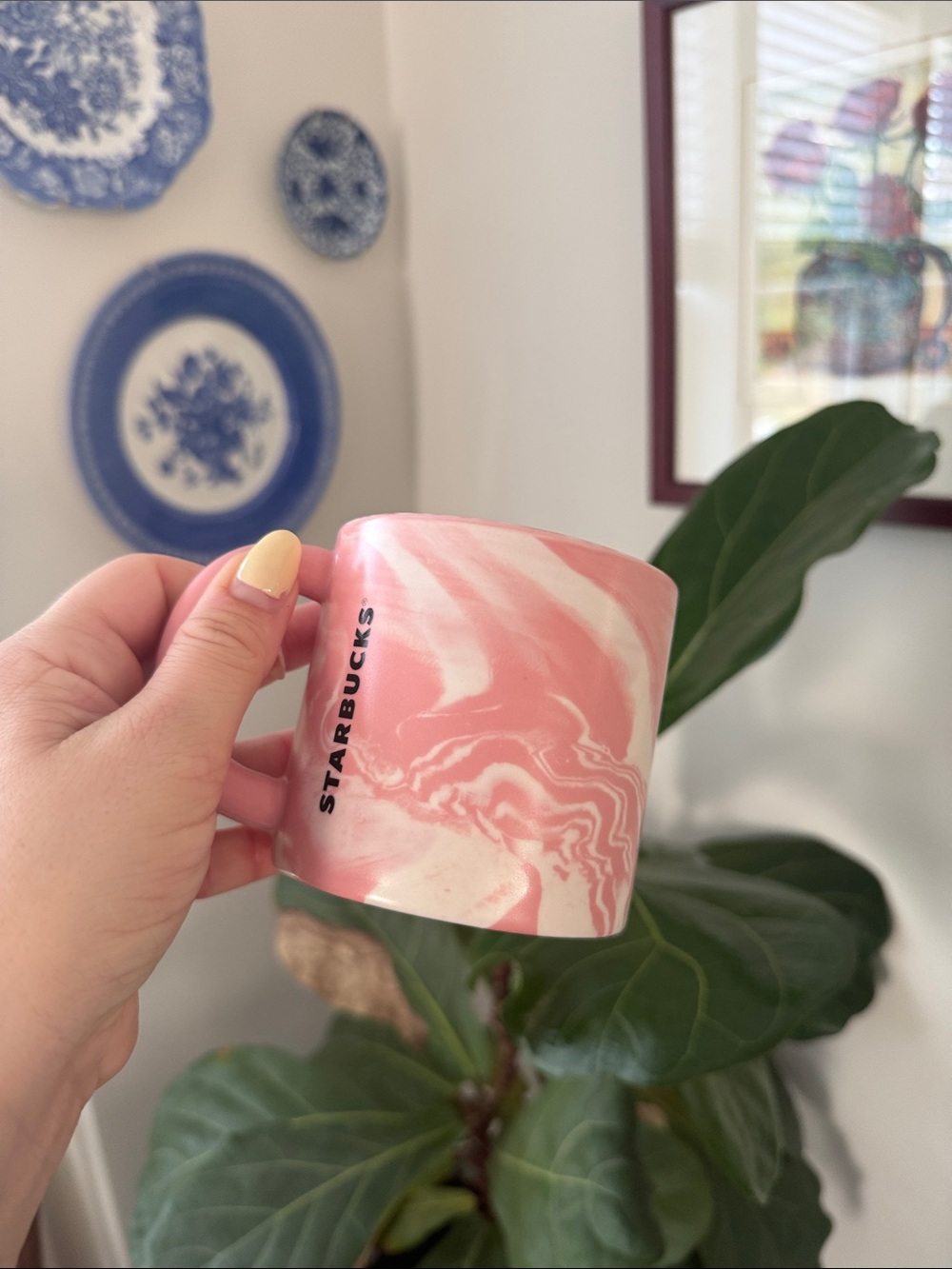 Starbucks Pink and White Swirl Ceramic Mug - holiday 2022